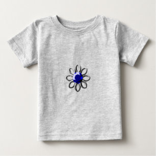 Camiseta Flor prateada com pedra azul