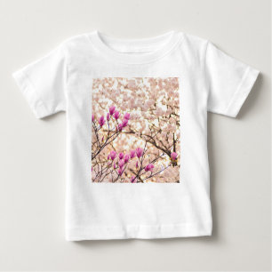 Camiseta Flor-Primavera de-Magnolias Púrpuras, cor-de-rosa,
