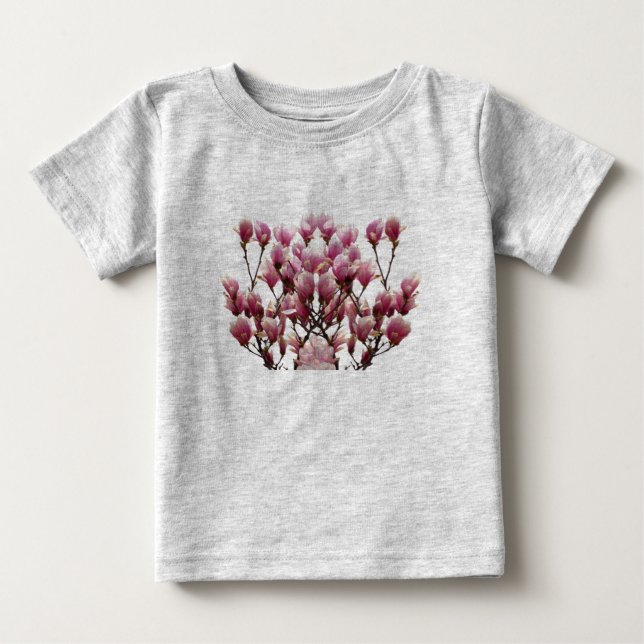 Camiseta Flor-Primavera de-Magnolias Rosa (Frente)