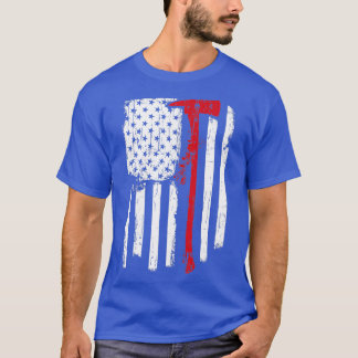 Camiseta Flor Red Line Flag Americano com Fireman Ax