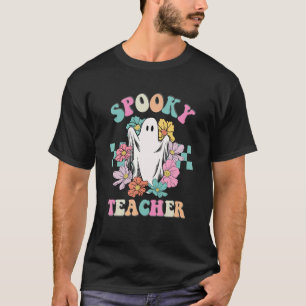 Camiseta Flor Retro Assustador Professor Outono Floral Fant