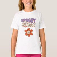Flor retro descolada laranja roxo no Halloween