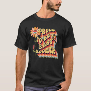 Camiseta Flor Retro Groovy Orgulhosa por ser uma Hippie Bab