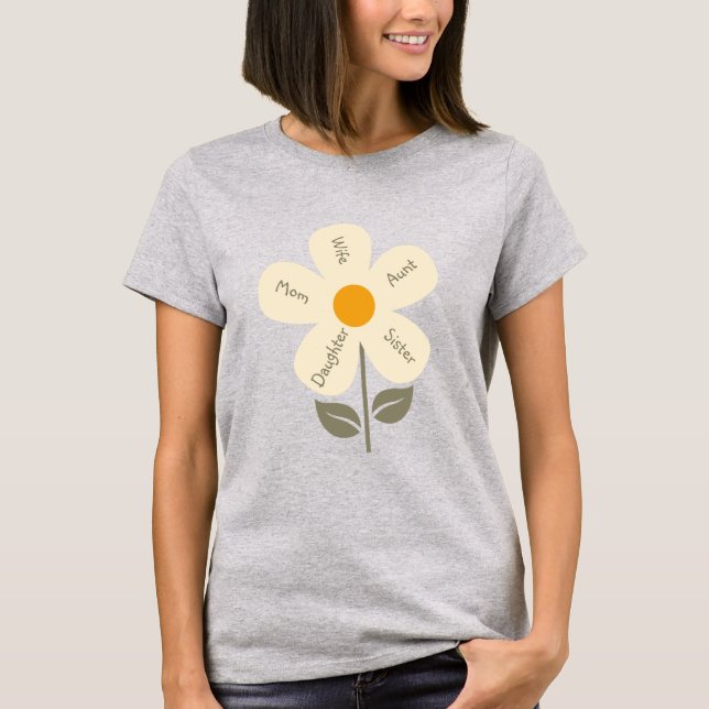 Camiseta Flor Retro Personalizado, Funções Femininas em Pét (Frente)