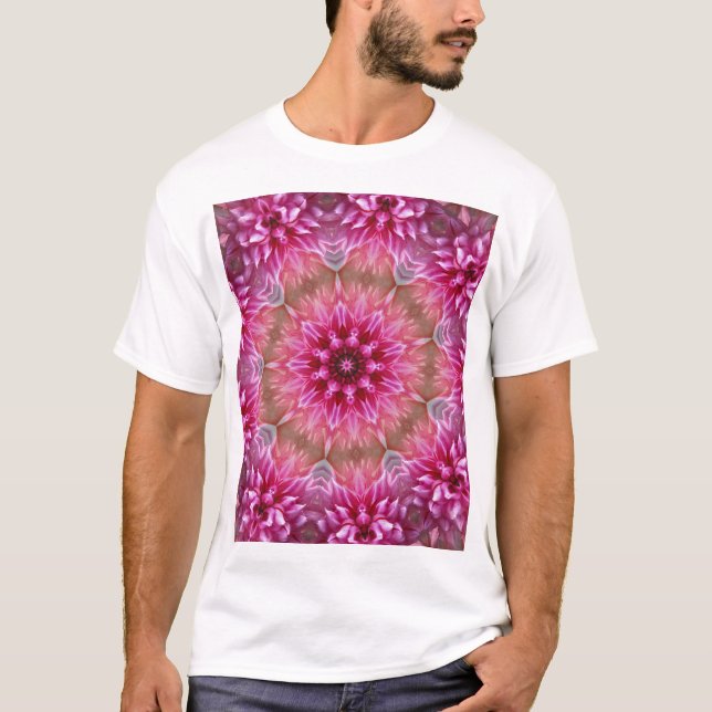 Camiseta Flor rosa Caleidoscópio Mandala- 43895 (Frente)