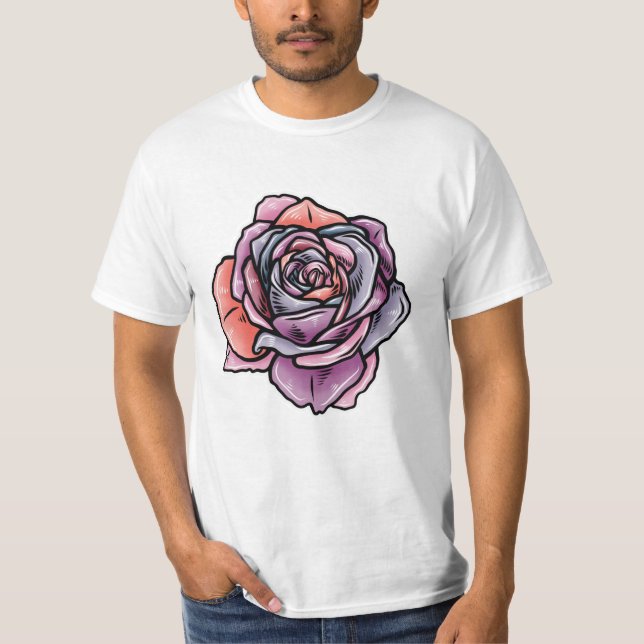 Camiseta Flor Rosa colorido (Frente)