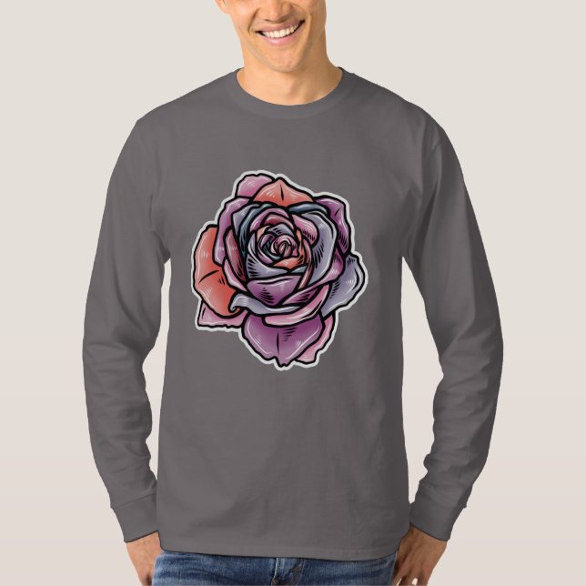 Camiseta Flor Rosa colorido (Frente)