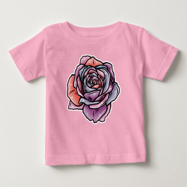 Camiseta Flor Rosa colorido (Frente)