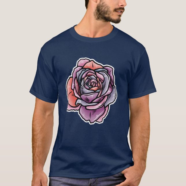 Camiseta Flor Rosa colorido (Frente)