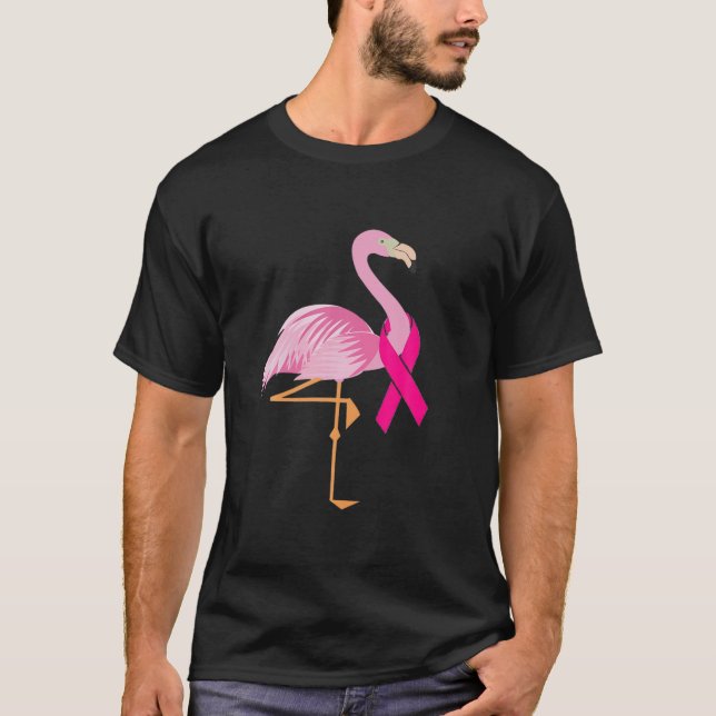 Camiseta Flor rosa de fita flamingo de Sensibilização para  (Frente)