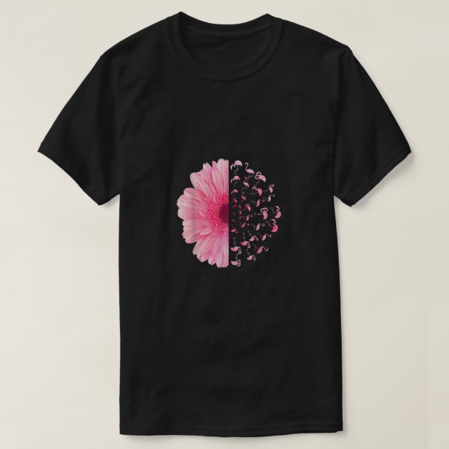 Camiseta Flor rosa Flamingo Mês de consciência do câncer de (Frente do Design)