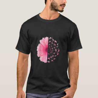 Camiseta Flor rosa Flamingo Mês de consciência do câncer de