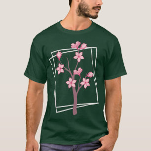 Camiseta Flor rosa japonês floresce torto japonês