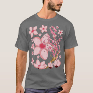 Camiseta Flor rosa-rosa-flor-de-cereja japonesa Sakura