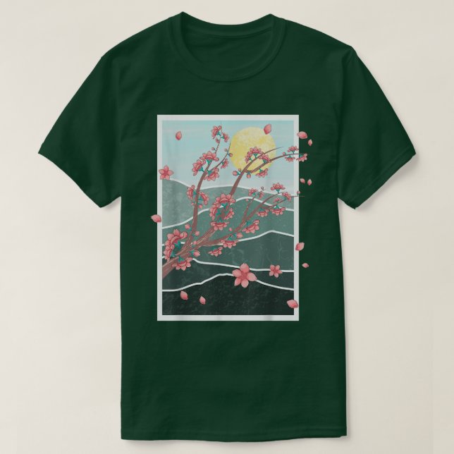 Camiseta Flor rosa-rosa japonês Sakura Flor japonês Flor (Frente do Design)