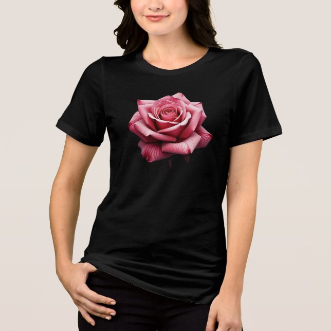 Camiseta Flor Rosa Rosa Realista (Frente)