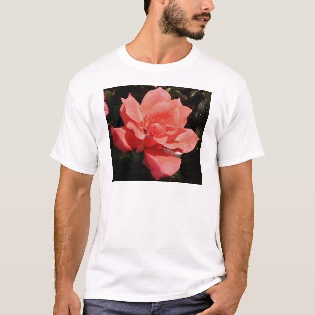 Camiseta Flor Rosa Rosa Rosa Pêssego bonito (Frente)