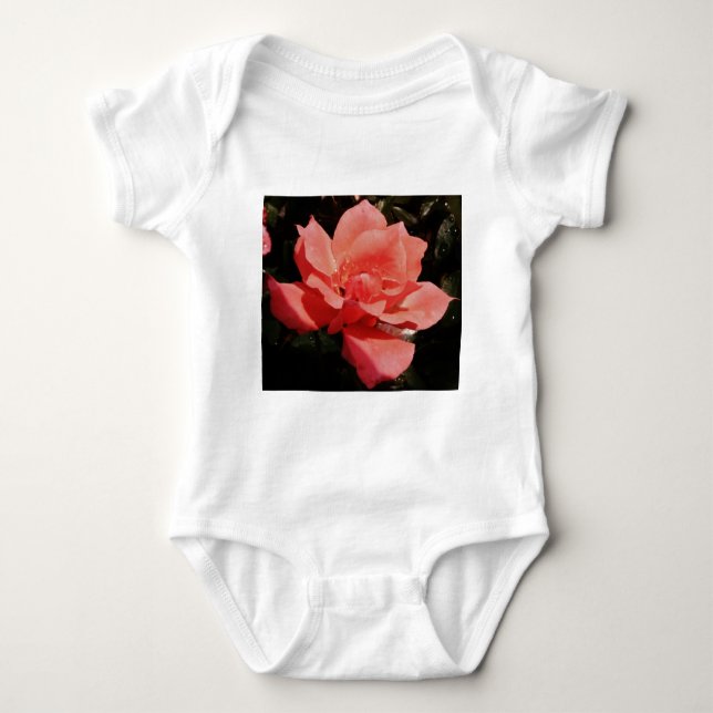 Camiseta Flor Rosa Rosa Rosa Pêssego bonito (Frente)