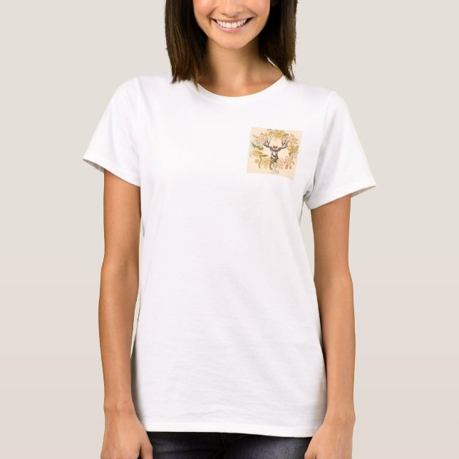 Camiseta Flor rosa Russo de Veado Moderno (Frente)