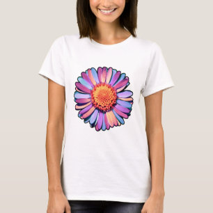 Camiseta Flor Roxo-Rosa-Rosa-Azul-Margarida Bissexual