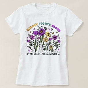 Camiseta Flor Selvagem Ninguém Luta Sozinho Câncer de pâncr