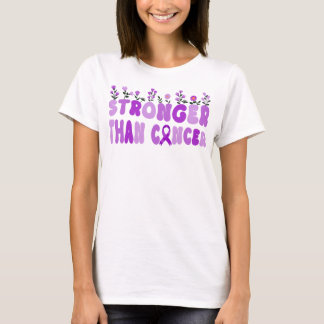 Camiseta flor silvestre de ranhura mais forte que o câncer