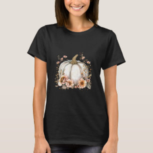 Camiseta Flor Silvestre Temporada de Abóbora Outono Folhas