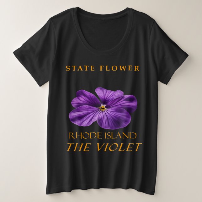 Camiseta Flor Territorial de Rhode Island A Violeta (Frente do Design)