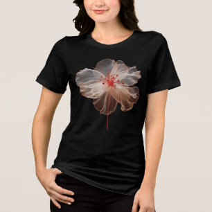 Camiseta Flor translúcida elegante a preto