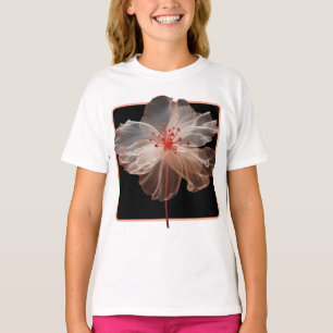Camiseta Flor translúcida elegante a preto