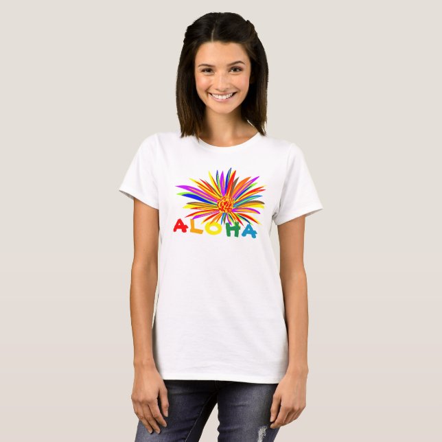 Camiseta Flor Tropical Aloha (Frente Completa)