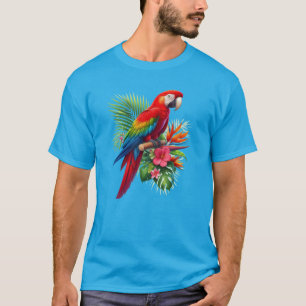 Camiseta Flor tropical de arara vermelha