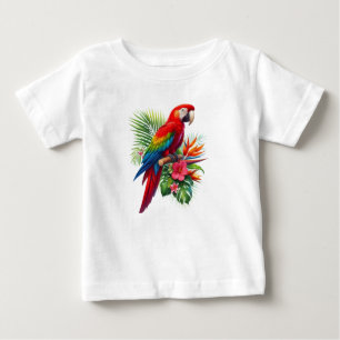 Camiseta Flor tropical de arara vermelha