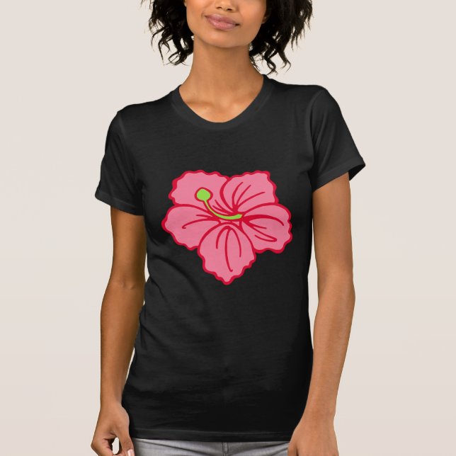 Camiseta Flor Tropical Rosa do Havaí (Frente)