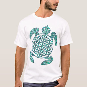 Camiseta Flor turquesa da tartaruga do DES Lebens da