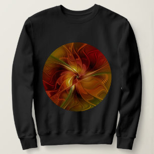 Camiseta Flor verde-laranja-abstrato Vermelho Castanho-Cast