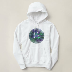 Camiseta Flor Verde Roxo Moderna Abstrato de Arte Fractal