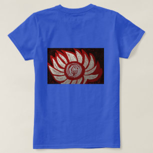 Camiseta Flor Vermelha e Prateada Branca