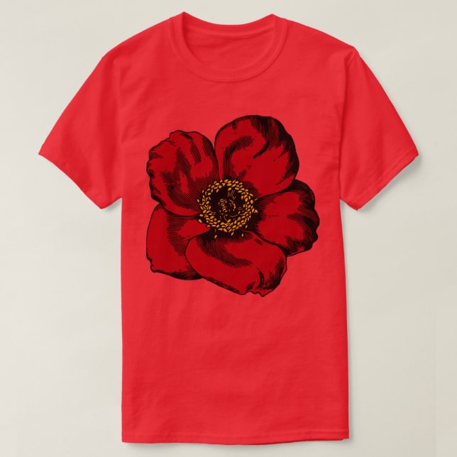 Camiseta Flor Vermelho (Frente do Design)