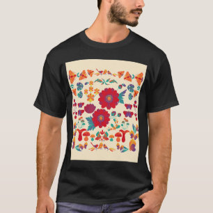 Camiseta Flor Vermelho Escandi Flor Belga Cuta Étnica Autum