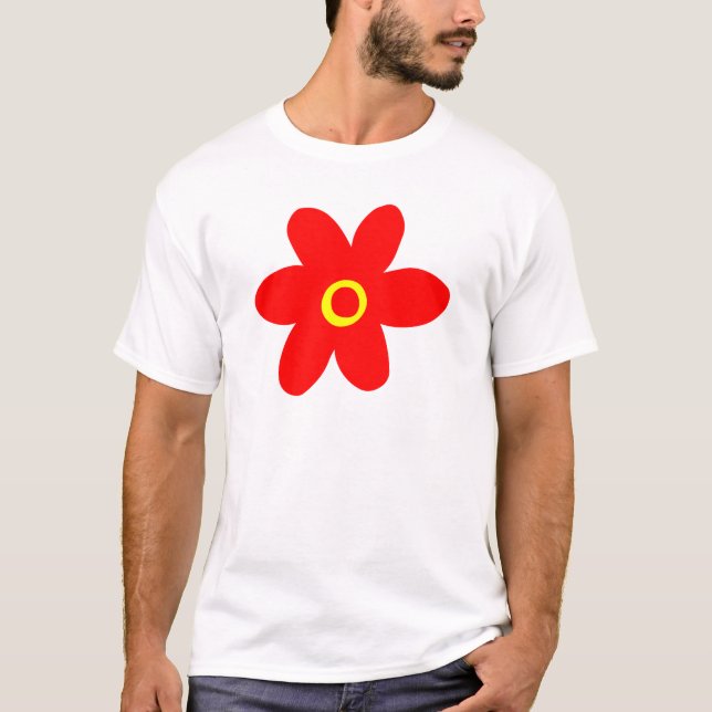 Camiseta Flor Vermelho Grande (Frente)
