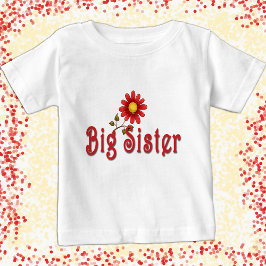 Camiseta Flor Vermelho Grande Irmã Irmã Irmão