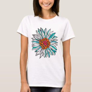 Camiseta Flor Vermelho Vermelho-Cor-de-Rosa-Branco
