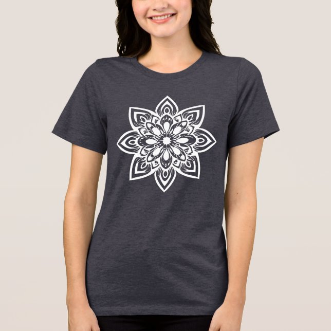 Camiseta Flor White Star Mandala De Oito Pontos (Frente)