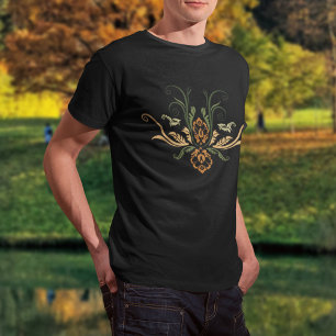 Camiseta Flora Geométrica Clássica Damask Com Ramificações