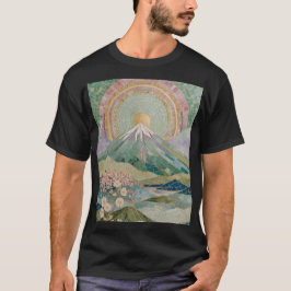 Camiseta Floração Etérea: Mosaico Pastel do Vulcão na Prima