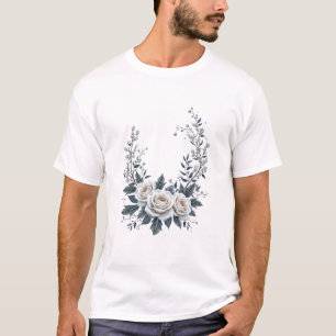 Camiseta Florais de inverno fosco - Charme sazonal elegante