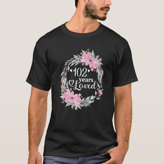 Camiseta Floral, 102 Anos, Homens Presentes, Mulheres, 102º (Frente)