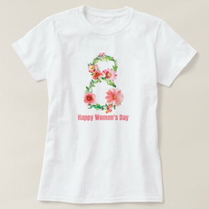Camiseta Floral 8 de Março, Feliz Dia das Mulheres