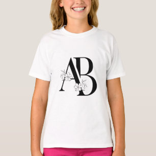 Camiseta Floral AB Monograma Inicial